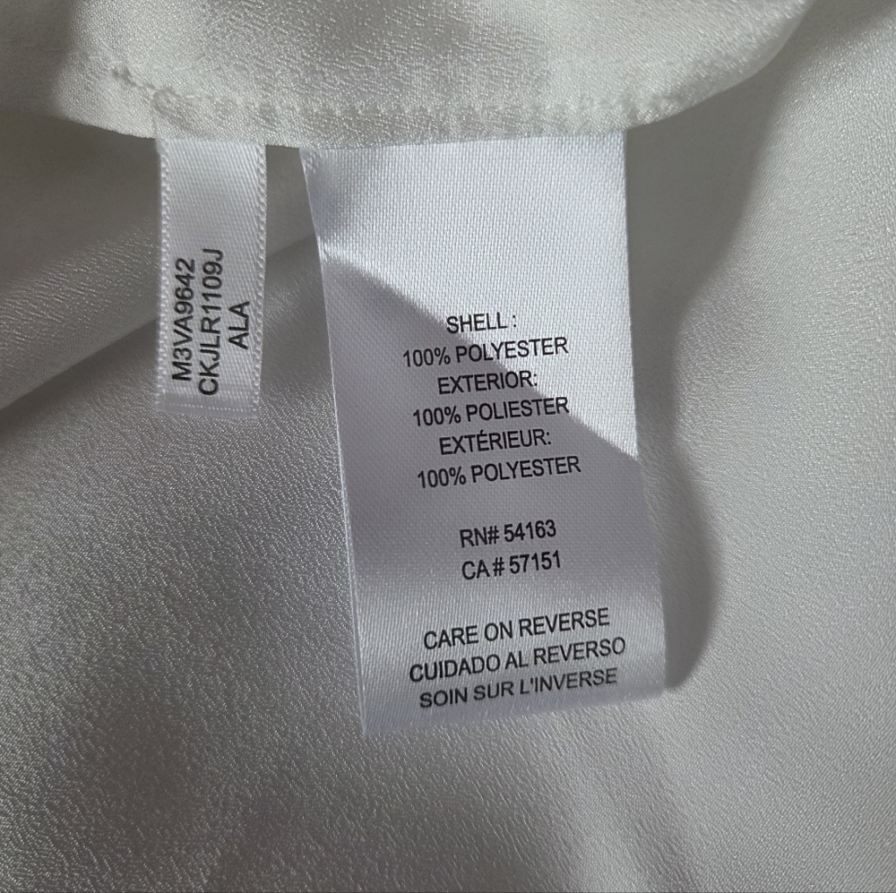 Calvin Klein Sheer Zipper 3/4 Sleeve Blouse - Picture 7 of 9